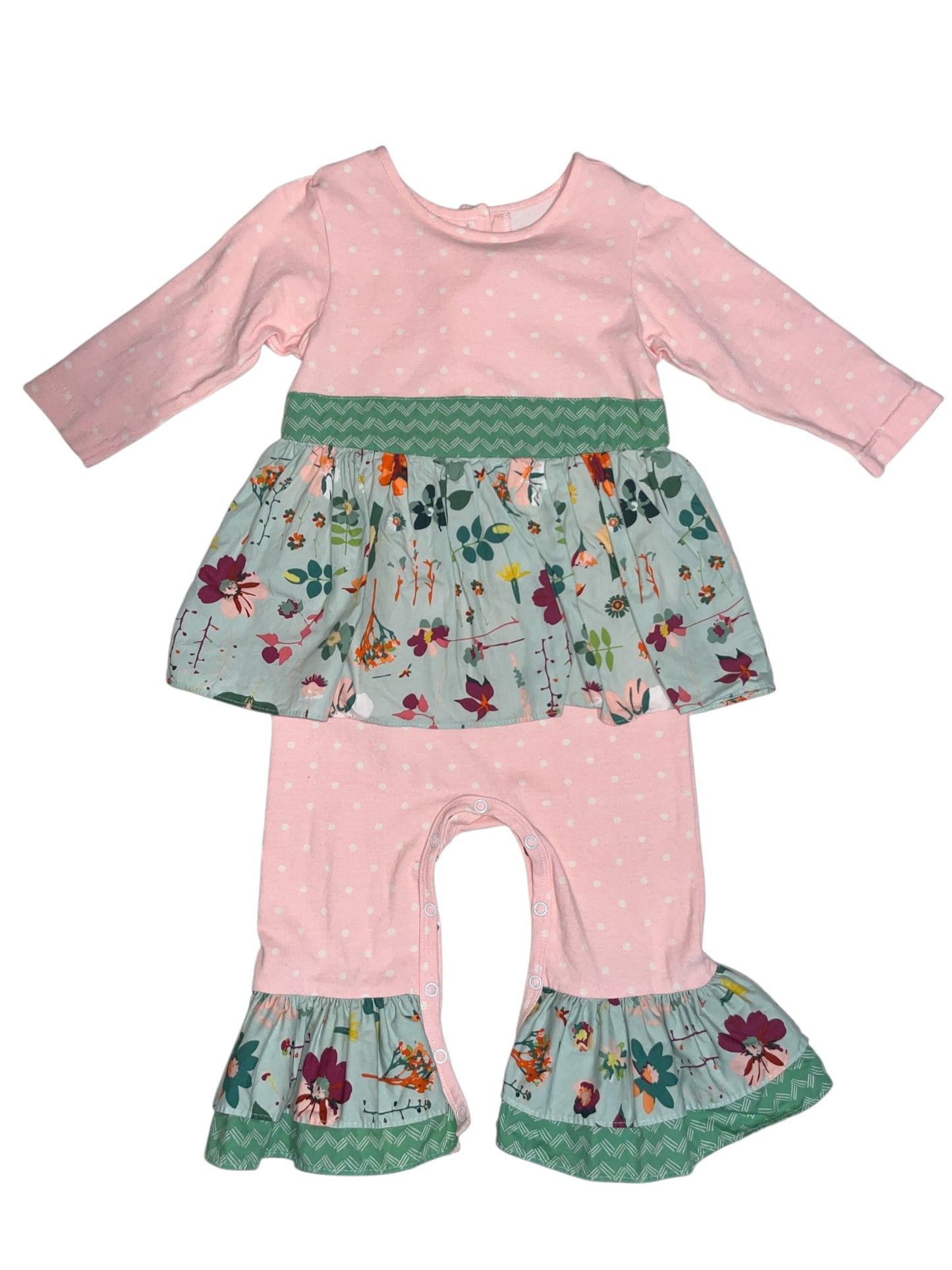 RicRac N Ruffles Floral Pink Romper